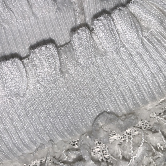 Luca Grae Top Sweater White Ivory Eyelash Long Sleeve Women’s Sz Medium Large - Picture 3 of 11